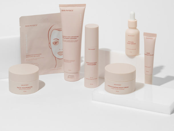 image of dragon's blood skincare range with face creams, face masks, cleansers and serums
