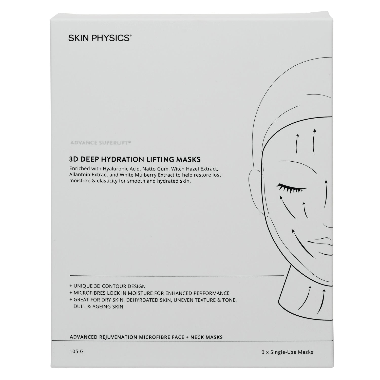 3D Deep Hydration Lifting Masks 3pk
