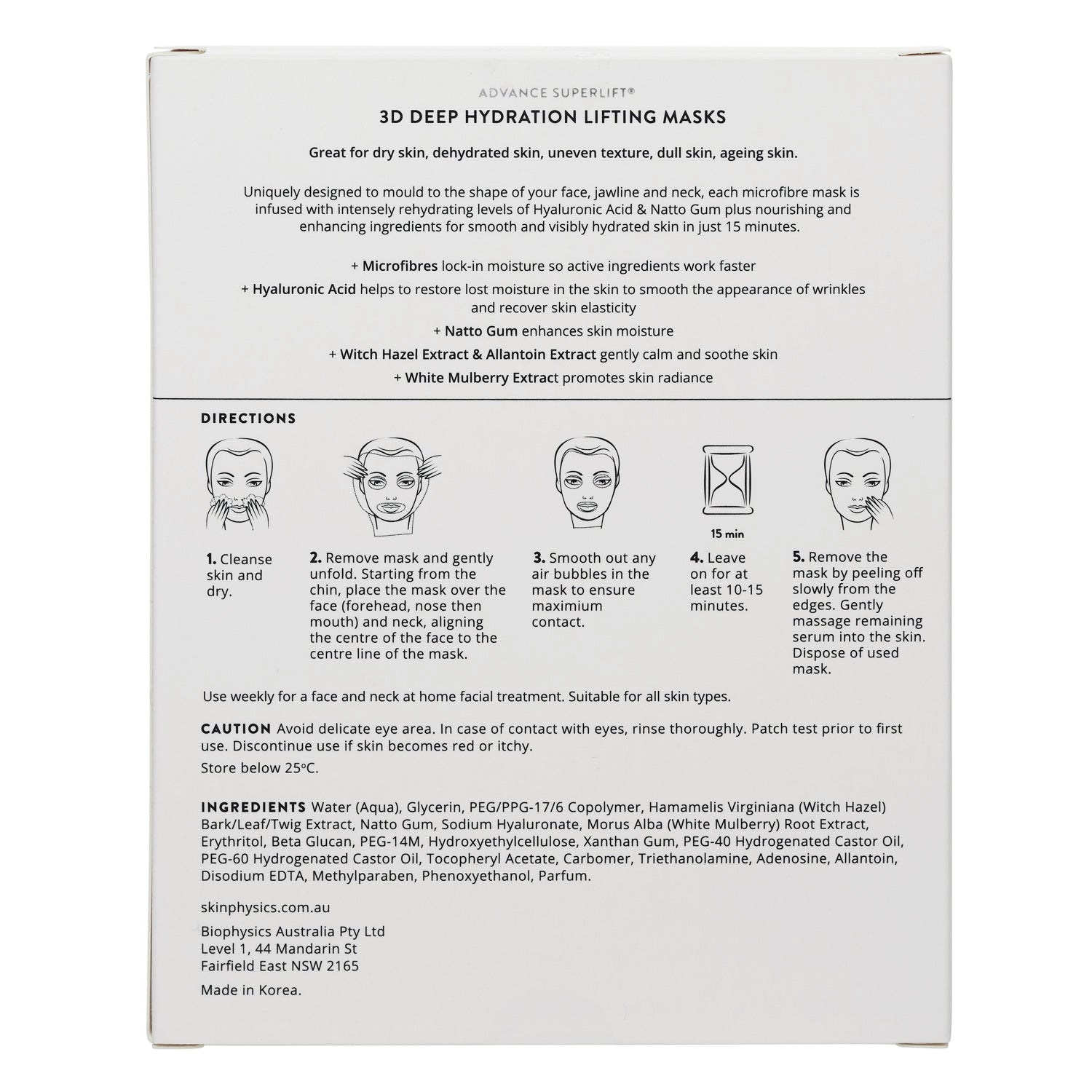 3D Deep Hydration Lifting Masks 3pk